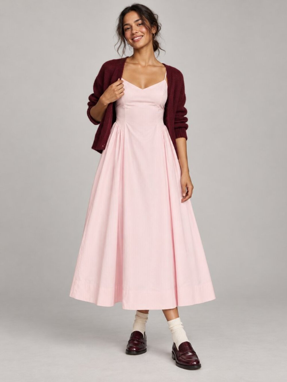 Aritzia Wilfred Technique Cami Pink Cotton Poplin Midi Dress Size 2 NWT